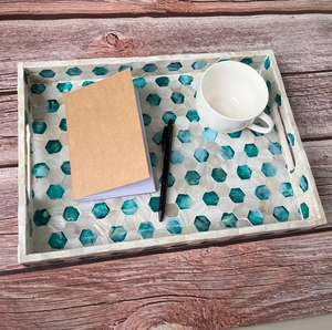 Plateau de service en rotin nacré, plateau coulissant en rotin mosaïque au Vietnam - Product Image 6