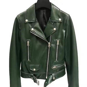 Chaqueta de Motocicleta de Cuero Genuino para Mujer, Acolchada, Cortavientos, Transpirable, Rellena de Algodón de Punto, Estilo 2025, Precio de Fábrica - Product Image 2