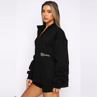 Dernier modèle de sweat-shirt à capuche casual premium pour femmes avec logo personnalisé surdimensionné en coton biologique sweat-shirt à demi-fermeture éclair pour femmes