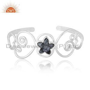 Elegante Brazalete de Plata Modelo Corona con Obsidiana para Bodas, Fabricante y Proveedor de Joyería para Mujer - Product Image 1