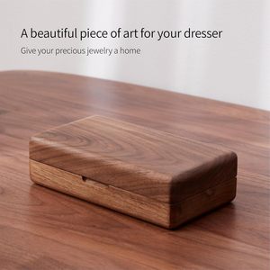 Small <b>Wooden</b> Jewelry Box Travel Size Mini Portable Ring Organizer Box Velvet Interior Magnetic Closure for Girls Women - Product Image 2