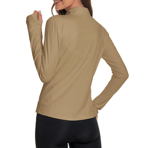 Veste de sport pour femme à demi-zip, manches longues, logo personnalisé, vente en gros, hauts de yoga, vêtements de fitness, à capuche, respirant pour l'hiver - Product Image 6