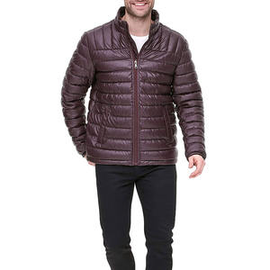 Ropa deportiva informal para hombre, chaqueta acolchada para exteriores, cuello levantado, manga larga, 100% poliéster, impermeable, transpirable, con cremallera completa - Product Image 1