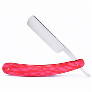 Maquinilla de afeitar profesional de una sola hoja para peluquero, navaja desechable de seguridad Rosa bebé con mango de madera, avance de acero inoxidable, 2K25 - Product Image 3