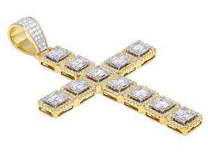 Colgante cruzado de Hip Hop de Plata de Ley 925 para hombre con diamante de moissanita redondo y Baguette - Product Image 2