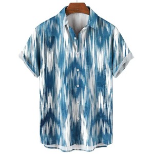 Chemise à manches courtes imprimée irrégulière à rayures pour hommes avec un design minimaliste décontracté Polo chemise d'été mode de rue chemise pour hommes - Product Image 6