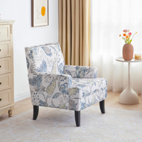 Ensemble de canapés de salon modernes Camelia, en tissu de lin rembourré, avec fauteuil à rivets et pieds en bois, matériaux de haute qualité, pour villa