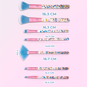 Set di 7 Pennelli Professionali per Trucco Kawaii, Setole Sintetiche Morbide, Pennelli a Ventaglio con Finitura Scintillante per il Viso - Product Image 5