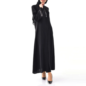 Abaya suelta con cinturón Traje musulmán de lujo Vestido abaya de diseñador de alta calidad Diseño al por mayor Exportador de Pakistán Bata barata - Product Image 2