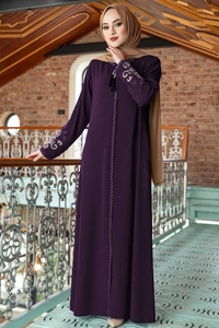 Maniche da donna ricamate Abaya e ricamate sul lato della cerniera manica lunga lunghezza pavimento moda turca