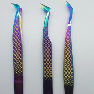 Juego personalizado de alta calidad, mango de agarre de 3 diamantes, pinzas de extensión de pestañas de acero inoxidable, pestañas postizas no magnéticas multicolores - Product Image 1