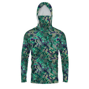 UPF 50 + personnalisé vente en gros à manches longues sublimé imprimé Uv Upf 50 séchage rapide Performance polyester chemises de pêche avec capuche - Product Image 4