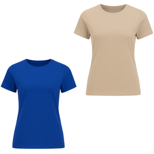 Camiseta Informal de Algodón para Mujer, Corte Regular, Camiseta Básica Sólida de Alta Calidad para Uso Diario, Venta al por Mayor y Logotipo Personalizado, Ropa para Mujer - Product Image 1