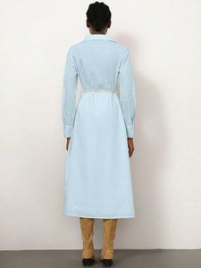 Vestido de verano personalizado de fabricante de ropa, falda acampanada de lino y algodón, vestidos Maxi bordados al por mayor, ropa de mujer - Product Image 5