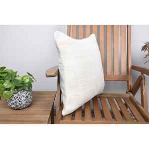 18x18 Beige Wool Rug Farmhouse Rustic <b>Pillow</b> with <b>Feather</b> Filling Woven Vintage Floral Square Shape for Home & Sofa Use - Product Image 2