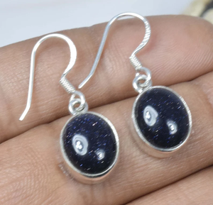 New Arrival Luxury Design 925 Sterling Silver Natural Blue Sunstone Antique Look Dangle <b>Earrings</b> for Her <b>Handmade</b> Jewelry India - Product Image 1