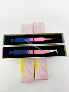 Alta calidad, volumen ruso, revestimiento en polvo de doble Color, lado trasero recto, recorte de corazón, pinzas de extensión de pestañas, herramientas de belleza - Product Image 5