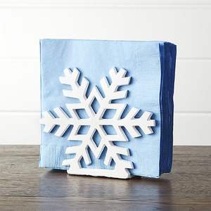 Elegante Portapañuelos de Acero Inoxidable con Diseño de Copo de Nieve, Parte Superior de Metal Duradero, Logotipo Personalizado Hecho a Mano para Mesa de Comedor, Cocina, Cafetería - Product Image 1