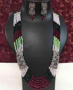 Kalung batu permata Multi alami Ruby Onyx Rose Quartz kalung batu permata perhiasan penyembuhan daya manik-manik batu, hadiah