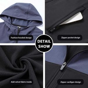 เสื้อแจ็กเก็ตกีฬาปั่นจักรยานใช้ได้ทั้งชายและหญิงกันน้ำนุ่มเป็นมิตรต่อสิ่งแวดล้อมมีฮู้ดขนแกะมีซิปสำหรับฤดูหนาวพิมพ์ลายอบอุ่นกลางแจ้ง - Product Image 2