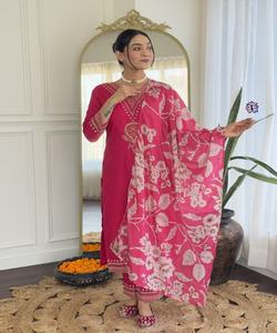 Costumes pakistanais, ensembles de kurta indiens punjabi, vêtements de fête pour femmes, tissu chaud, abaya cousue pour femmes, ensemble haut-bas-dupatta de Dubaï - Product Image 3