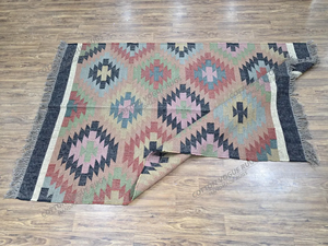 Custom Large Area Rug Handwoven Wool Jute Turkish Kilim Retro Bohemian Style with High Pile Abstract Pattern <b>Tufted</b> Techniques - Product Image 4