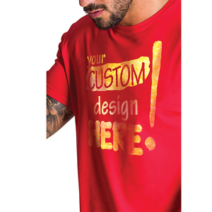 Camiseta de cuello redondo de algodón 100% de grapa larga para hombre, tela duradera transpirable, perfecta para entrenamientos al aire libre en el gimnasio, moda informal - Product Image 5