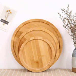 Plateau de service élégant en bambou Huhipro, design circulaire, finition peinte, multifonction, facile à nettoyer, antidérapant, qualité supérieure, fabriqué au Vietnam - Product Image 1