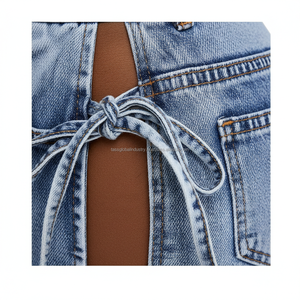 Vaqueros Cargo de Estilo Gótico con Apliques de Cruz, Pierna Ancha, Denim - Sexy con Cordones y Aberturas, Estilo Urbano, Fabricante OEM - Product Image 4