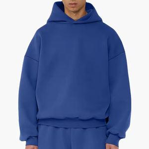 Sweat à capuche personnalisé de haute qualité pour hommes, surdimensionné, noir, essentiel, coupe boxy, streetwear, coton polaire épais 400 g/m², français - Product Image 3