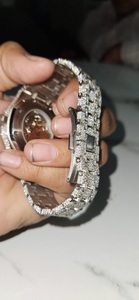 Montre glacée de luxe pour hommes avec mouvement en acier rectangulaire en diamant brillant Moissanite Bracelet en acier inoxydable Emballage de boîte - Product Image 4