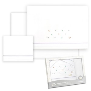 Lot de 3 draps 100 % coton pour poussette, technique tissée - Modèle Estrella-Luna - Product Image 1