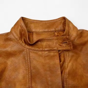 2025 Nueva chaqueta de cuero genuino para mujer, diseño clásico Vintage marrón, prendas de vestir exteriores transpirables, producto terminado personalizable - Product Image 3