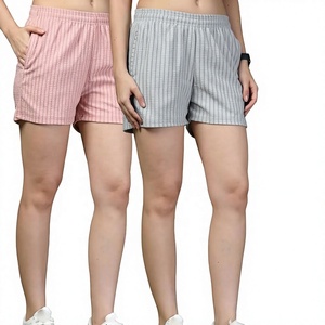 Shorts en coton uni pour femme, taille élastique, décontractés, taille mi-haute, poches, respirants, en tissu Oxford imperméable, coupe droite, bouton, fourrure - Product Image 1