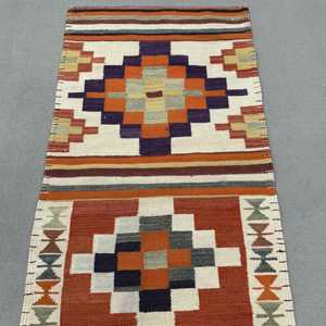 2.6x9.5 ft Rug, Turkish Vintage Rug, <b>Red</b> Purple Camouflage <b>Wool</b> Rug - Product Image 5
