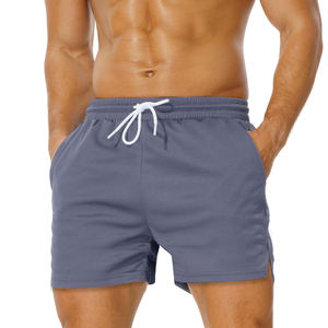 2025 nouveau Design 100% coton mi-taille hommes Shorts de course pour hommes lâche cordon couleur unie genou longueur Style décontracté - Product Image 1