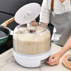 Novo Bulk Coréia Japonês Armazenamento Grão Cereal Cozinha Plástico Recipiente Rotativo Arroz Dispenser
