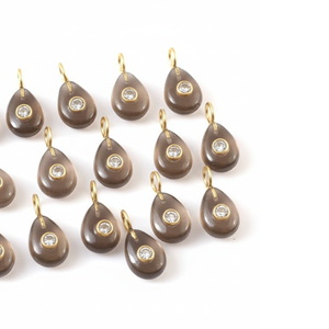 Colgante de piedra preciosa con forma de pera de cuarzo ahumado Natural, colgante de plata 925 chapado en oro, joyería de moda hecha a mano, incrustaciones de piedra suelta Doble - Product Image 3