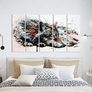 Lienzo Impreso con Diseño de Lobo Moderno: Arte de Pared Elegante para Decoración Contemporánea, JUEGO DE 5 LIENZOS - Product Image 1