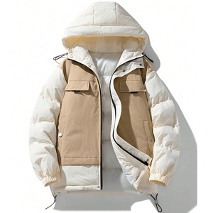Veste bulle coupe-vent chaud deux tons à capuche hommes hiver bulle bouffant vers le bas manteau coupe-vent hommes veste à glissière - Product Image 5