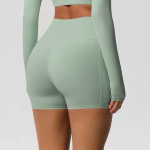 Ropa de Yoga, pantalones cortos sin costuras para mujer, conjuntos de entrenamiento para gimnasio, pantalones cortos de motorista con cintura elástica, ropa atlética, pantalones cortos de cintura alta para mujer - Product Image 2