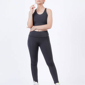 Leggings Deportivos de Yoga de Talla Grande con Logotipo Personalizado en la Parte Delantera, Conjunto de Yoga de 2 Piezas para Mujer, OEM y ODM - Product Image 1