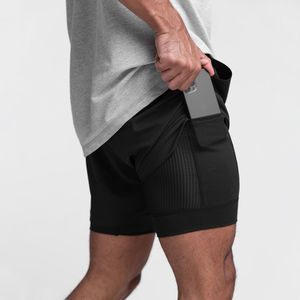 Sportswear Cotton Polyester Double-<b>layer</b> Quick Drying Breathable Fitness Sports Shorts Elastic Waist Loose Running Men's Summer - Product Image 2