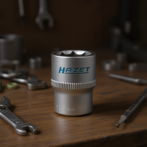 Hazet <b>12</b>-<b>Point</b> Long Square <b>Socket</b> 1/2'' with Traction Profile and Knurling - Product Image 3