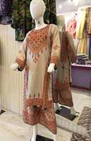 Dames pakistanaises mi-longueur Lenin Kurti robe en mousseline de coton de taille libre avec impression numérique brodée Unique tenue de fête d'automne