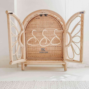 ตู้เสื้อผ้าตุ๊กตาหวายสำหรับเด็กเล่นตู้เสื้อผ้าของเล่น - Product Image 6