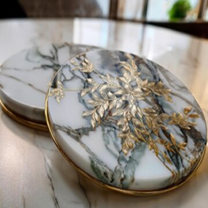 Sous-verres ronds en bois de marbre moderne, écologiques, faits à la main, en forme de nounours, disponibles dès maintenant, vendus en gros, quantités en vrac - Product Image 6