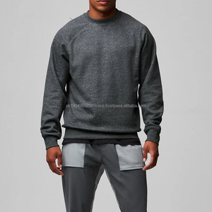 Personalizado de los hombres de algodón sólido de cuello redondo liso gris pulóver sudadera más tamaño polar impreso logotipo diseño al por mayor de primavera - Product Image 3