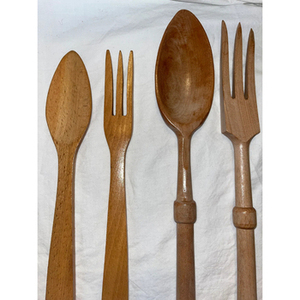 Juego de 2 cubiertos de madera hechos a mano con diseño único Cubiertos perfectos para utensilios de cocina y accesorios de boda Uso superior - Product Image 4
