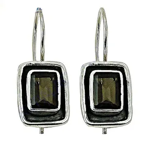 18K Gold Plated 925 <b>Silver</b> Smoky Quartz Drop Earrings for Women <b>Wedding</b> Jewelry with Pearl Diamond Main Stone Gold Finish - Product Image 1